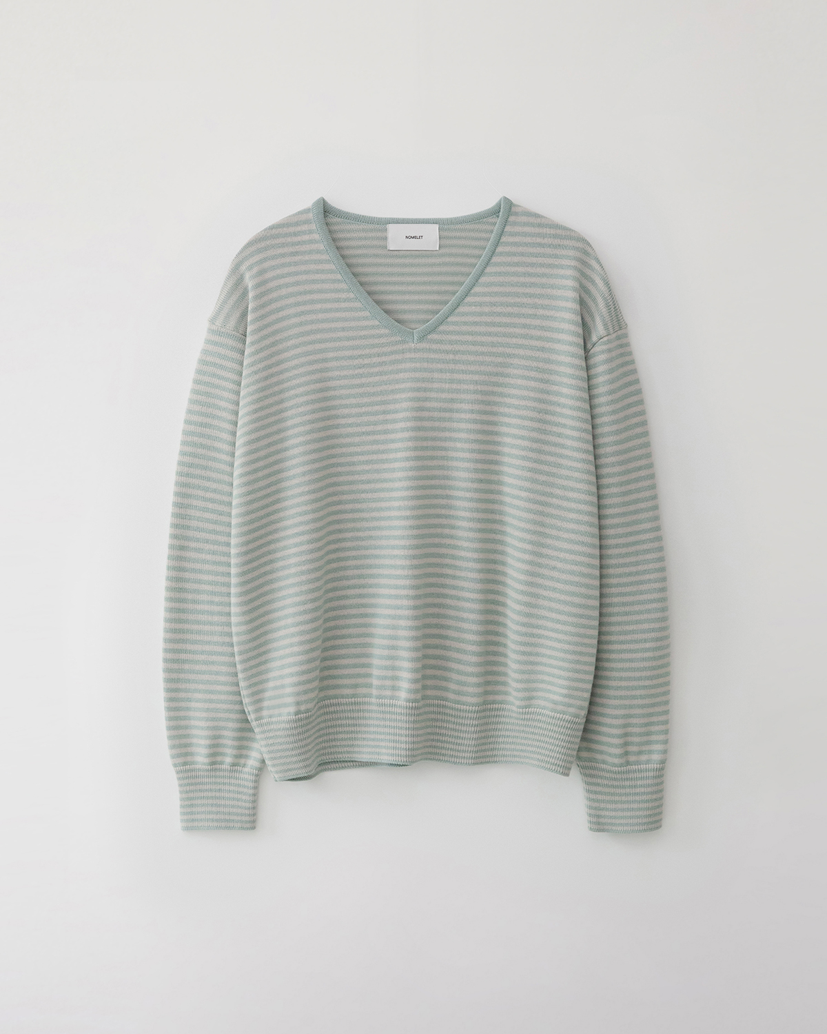 Blanche v-neck stripe knit - sky gray