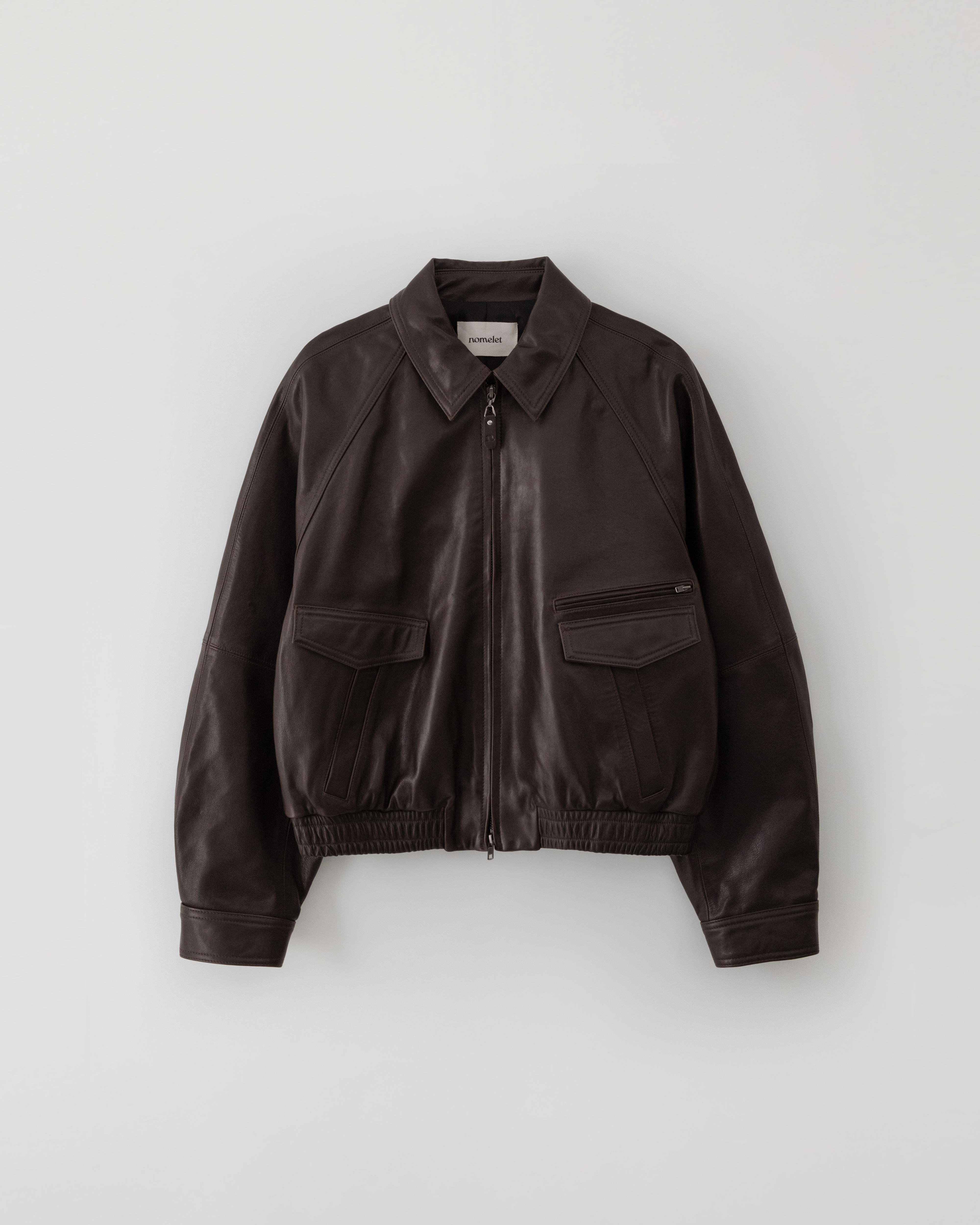 Evlyn cropped leather jacket - dark brown