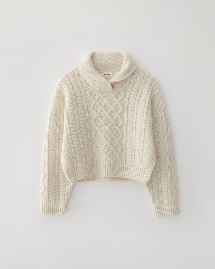 Audrey shawl collar knit - cream